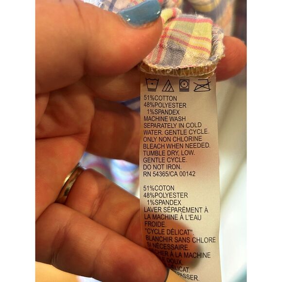 Vintage Allison Daley Pastel Plaid Button-Down Blouse - Size Large - Picture 3 of 4